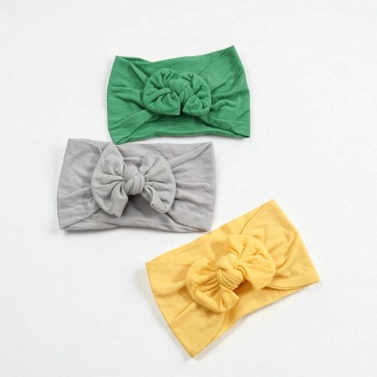 12 Pieces Stretchy Soft Knot Headbands With Hair Bows For Toddlers