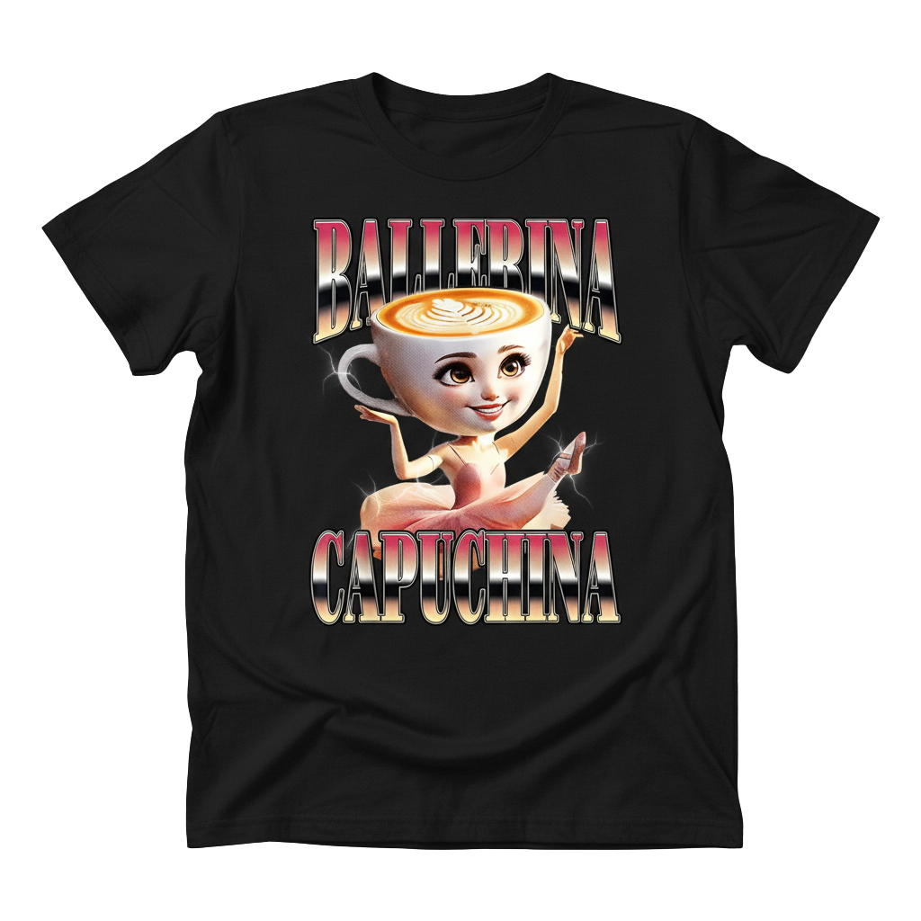 Graphic Print with Ballet Dancer And Cupcake Design Short Sleeve T-Shirt