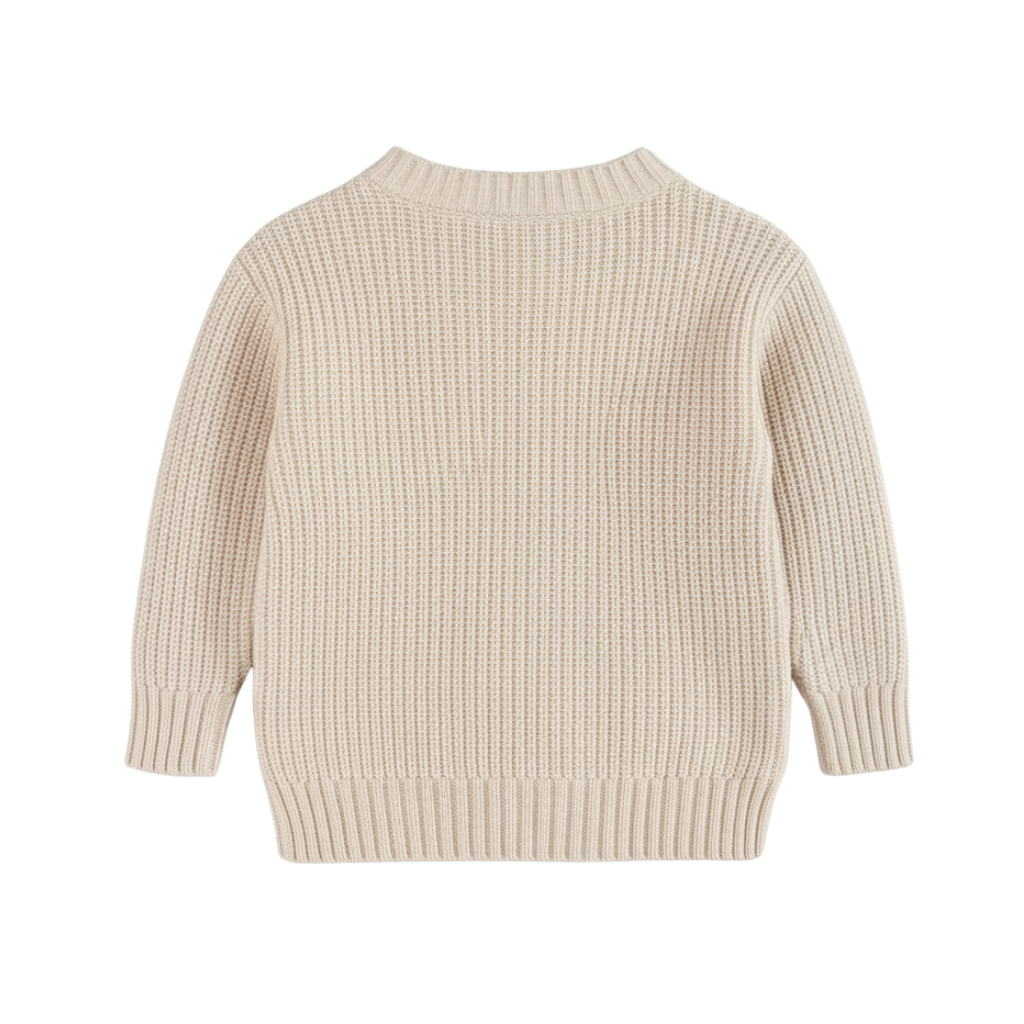 Long Sleeve Cable Knit Pullover For Baby With Button Closure