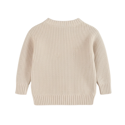 Long Sleeve Cable Knit Pullover For Baby With Button Closure