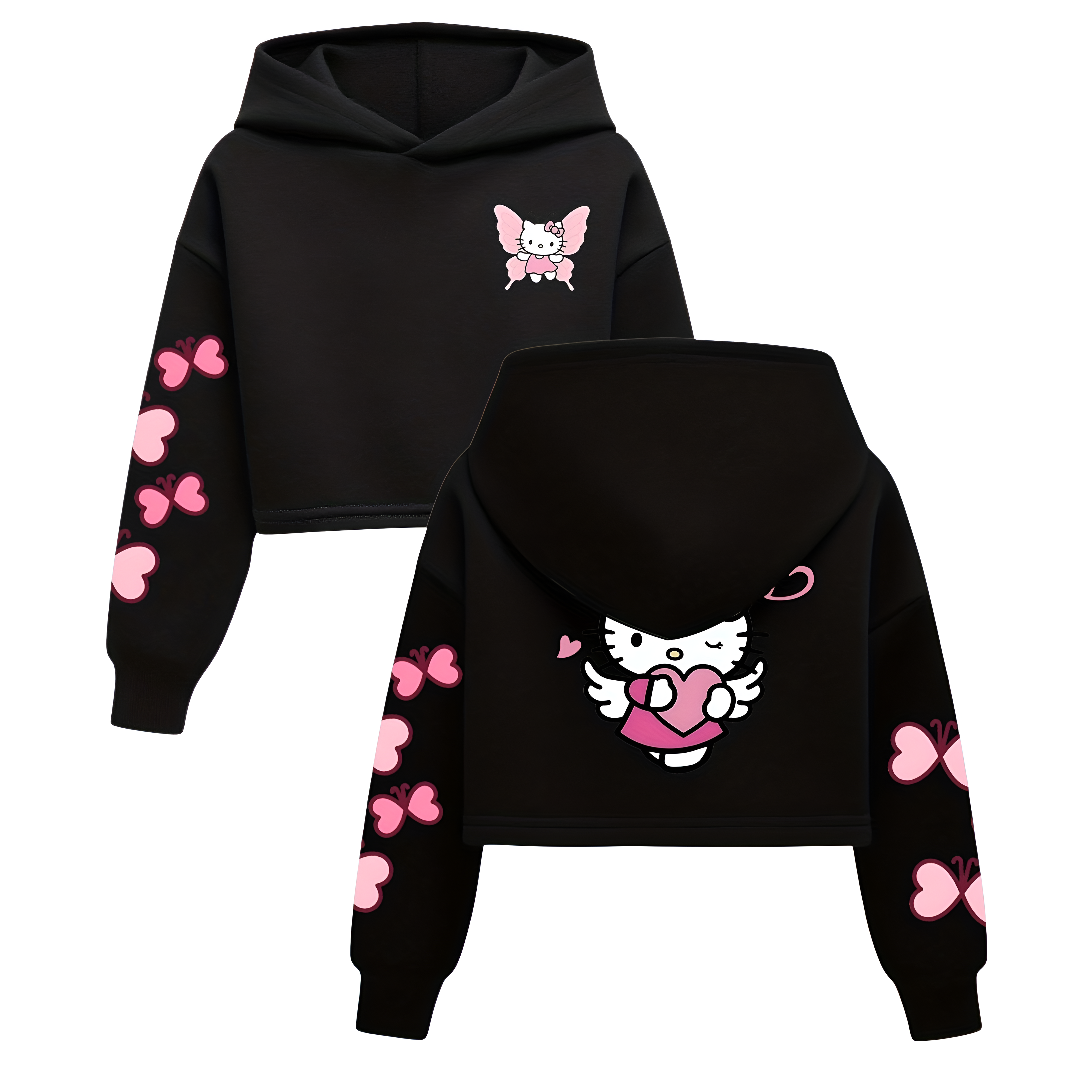 Modern Character Butterfly Urban Aesthetic Kids Hoodie