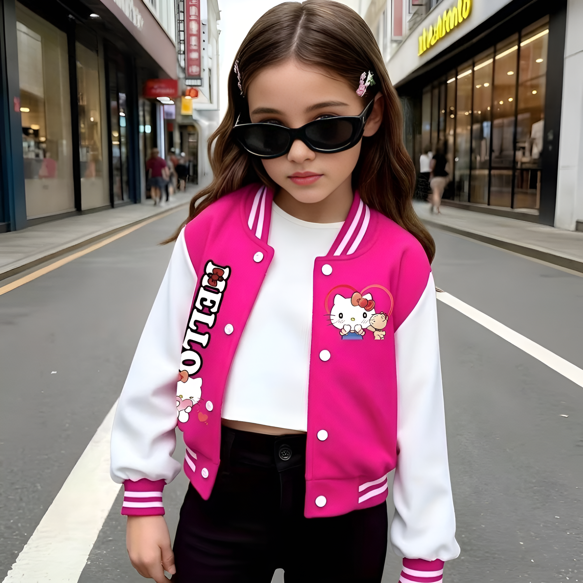 Girls Stylish Hello Kitty Themed Jacket For Daily Wear
