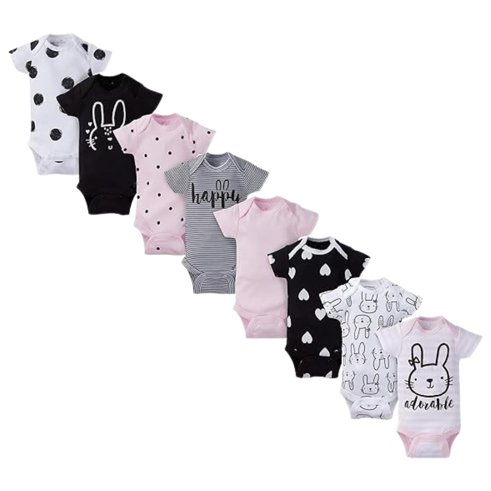 Pack of 8 Baby Girl Short Sleeve Onesies Bodysuits