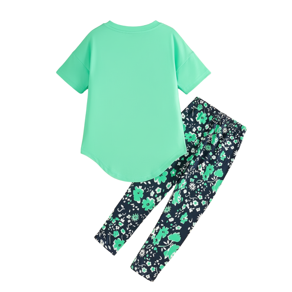 Girls Slogan T Shirt And Floral Bottoms Set For Summer