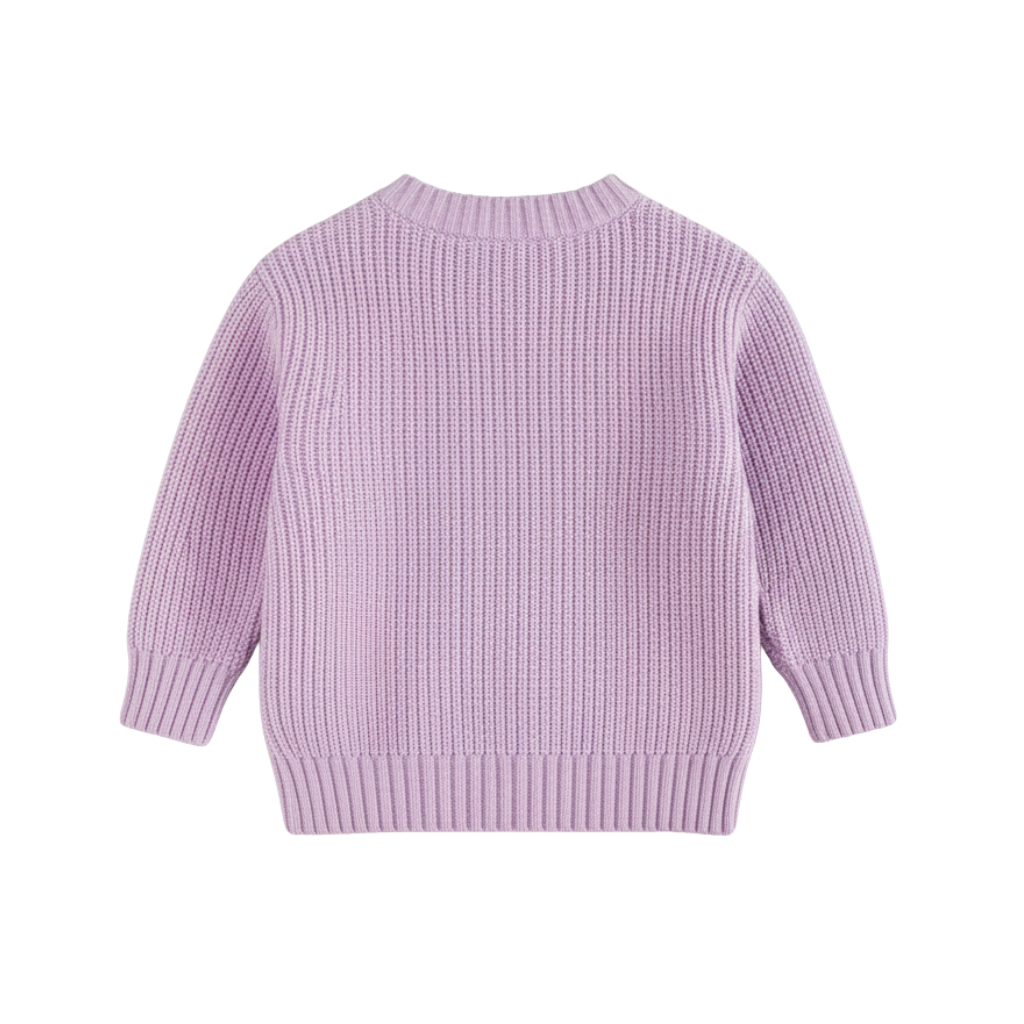 Long Sleeve Cable Knit Pullover For Baby With Button Closure