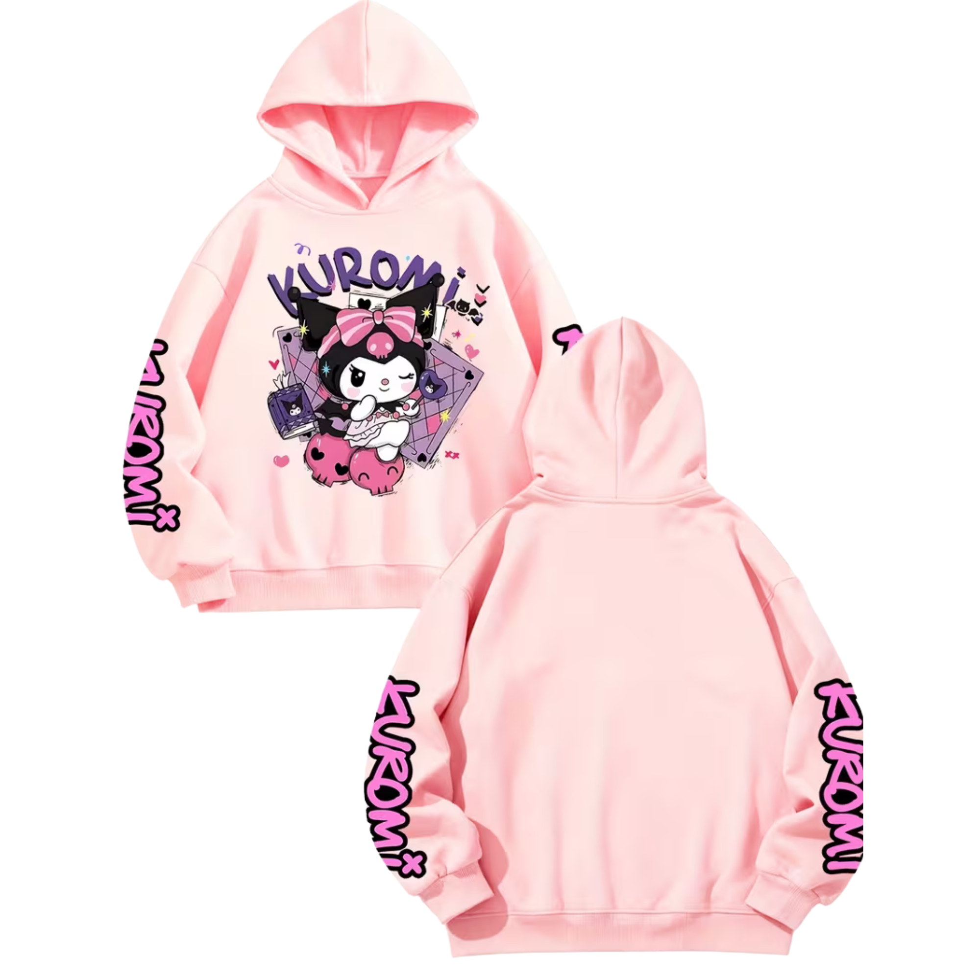 Kuromi Cartoon Print Hoodie For Kids Casual Winter Wear
