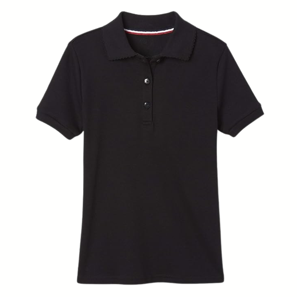 Girls Short Sleeve Picot Collar School Uniform Shirt