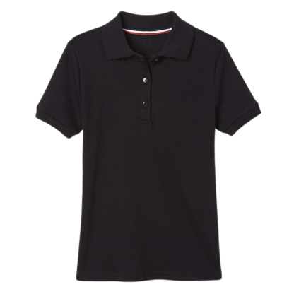 Girls Short Sleeve Picot Collar School Uniform Shirt