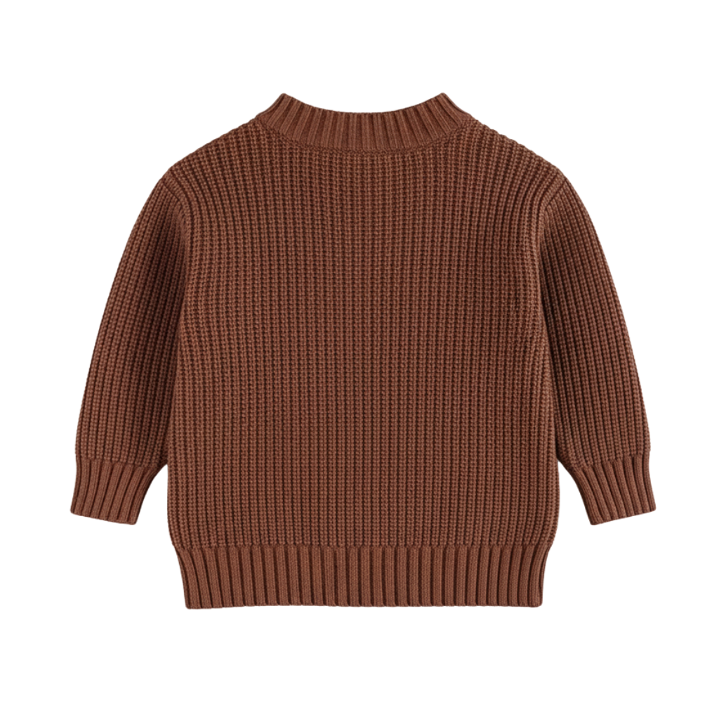 Long Sleeve Cable Knit Pullover For Baby With Button Closure