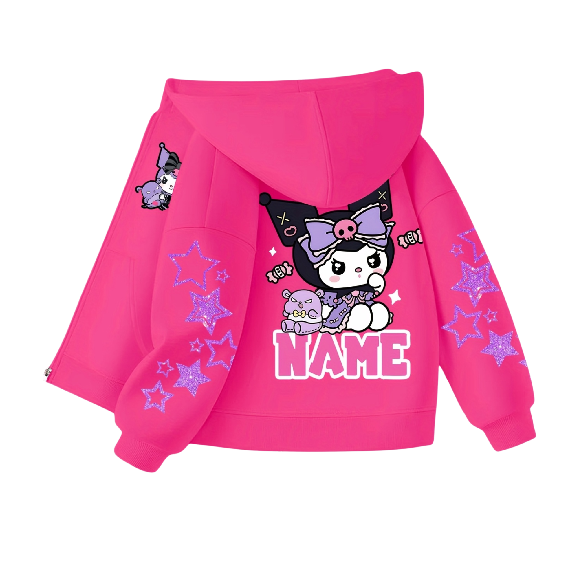 Customizable Cardigan Hoodie Featuring Adorable Double-Sided Fun Prints of Kuromi