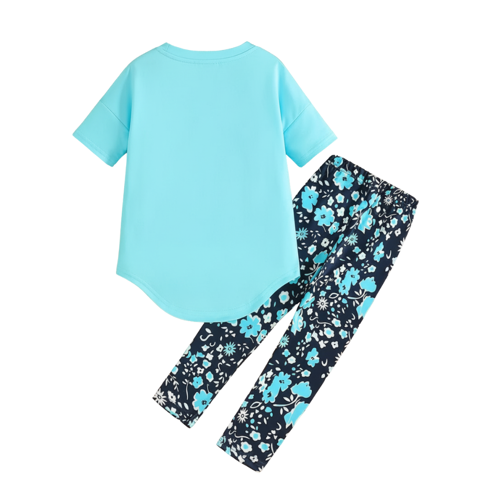 Girls Slogan T Shirt And Floral Bottoms Set For Summer