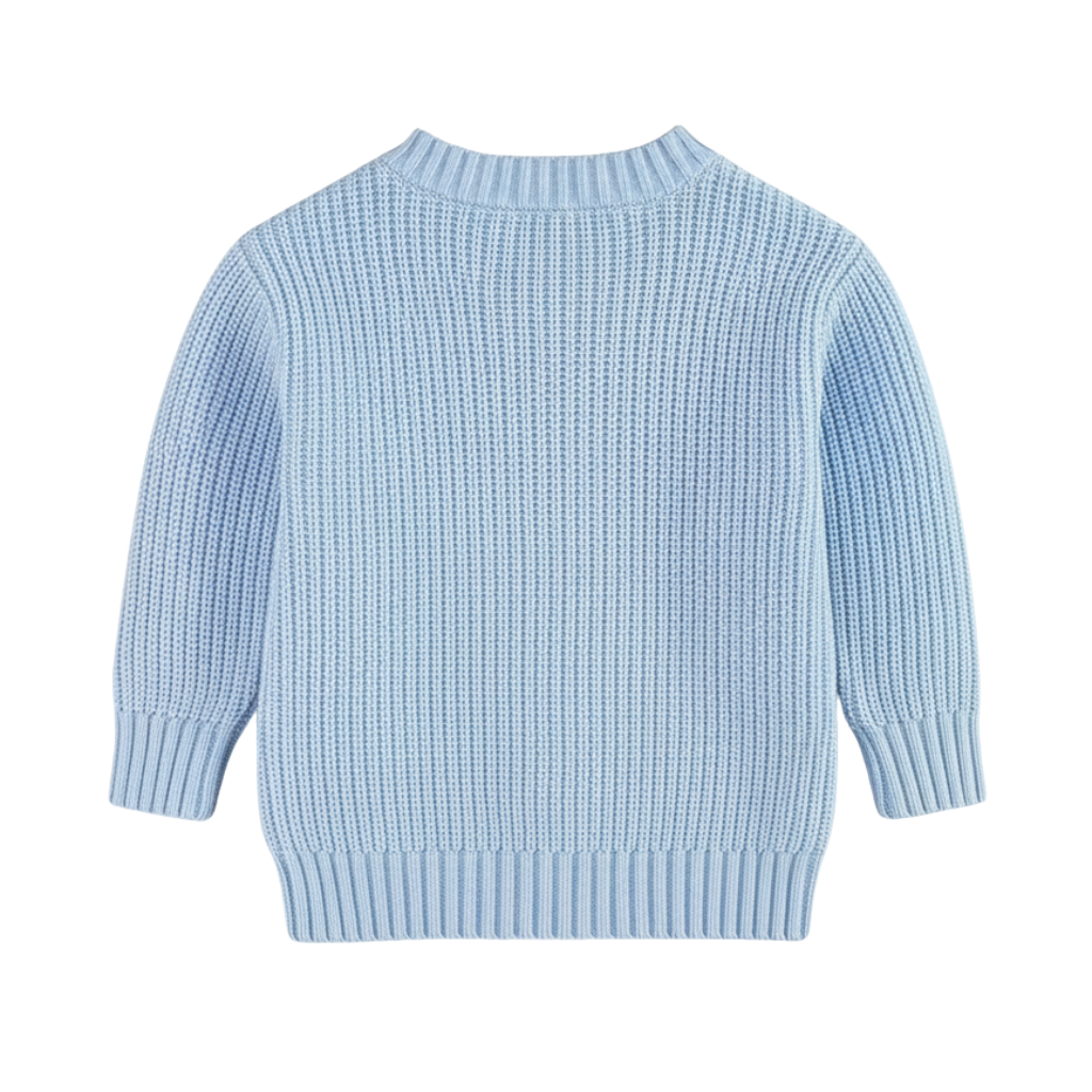 Long Sleeve Cable Knit Pullover For Baby With Button Closure