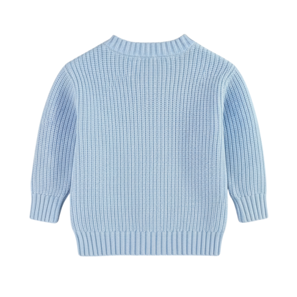 Long Sleeve Cable Knit Pullover For Baby With Button Closure