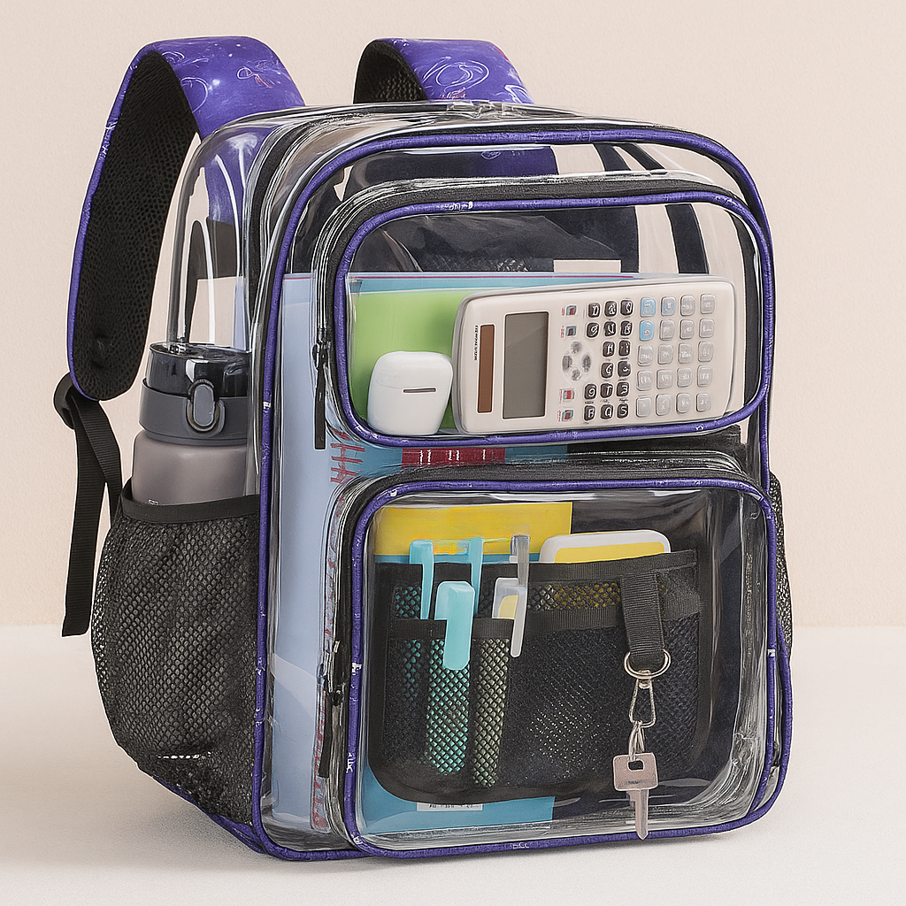 17 Inch Large Heavy Duty Clear Bookbag Backpack For School