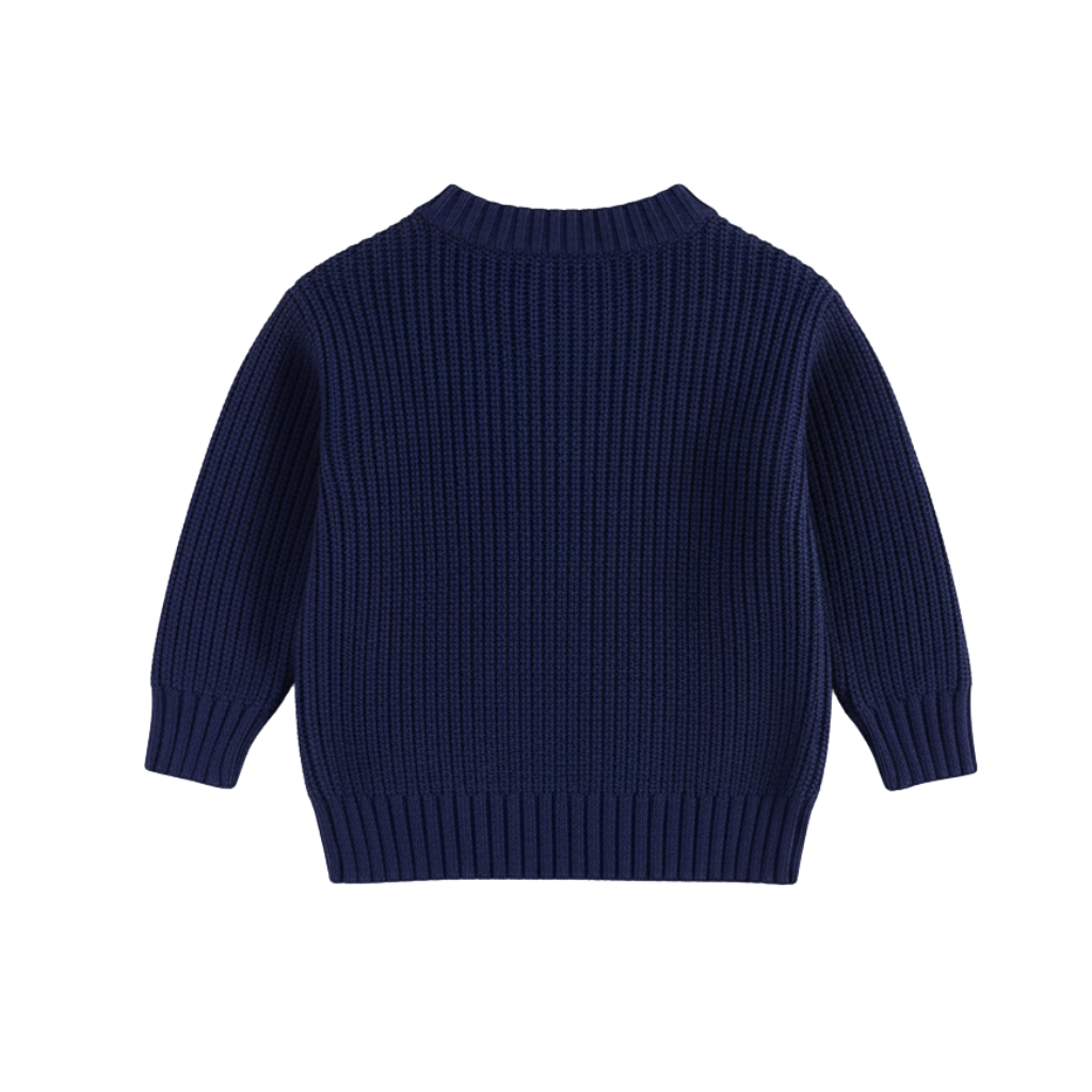 Long Sleeve Cable Knit Pullover For Baby With Button Closure