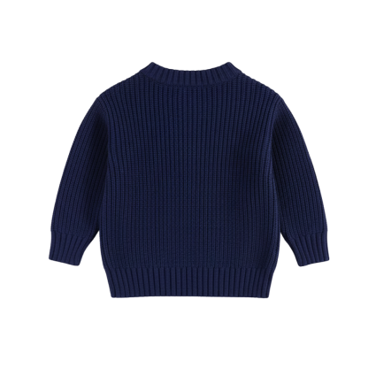 Long Sleeve Cable Knit Pullover For Baby With Button Closure