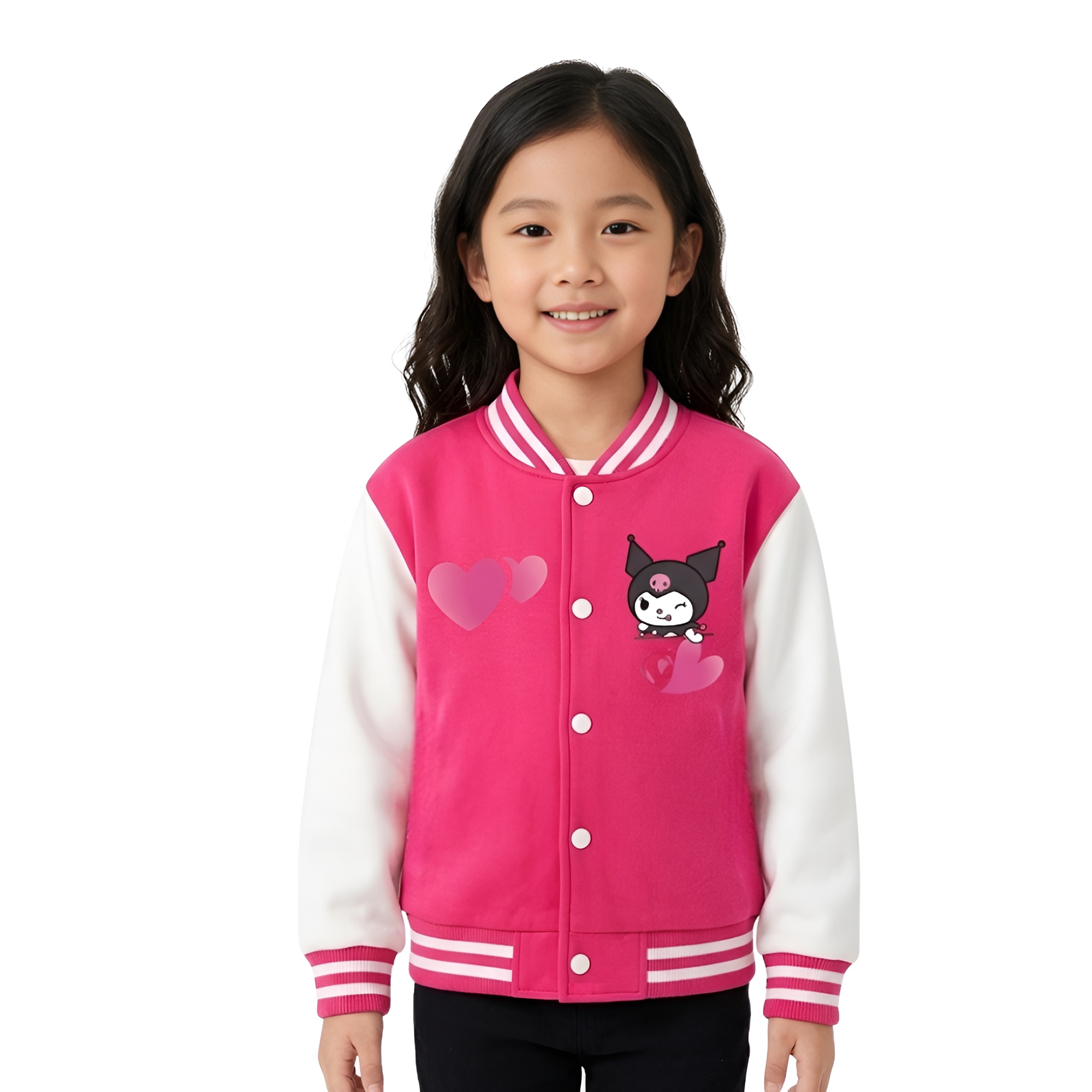 Stylish Kuromi Themed Baseball Jacket For Girls 