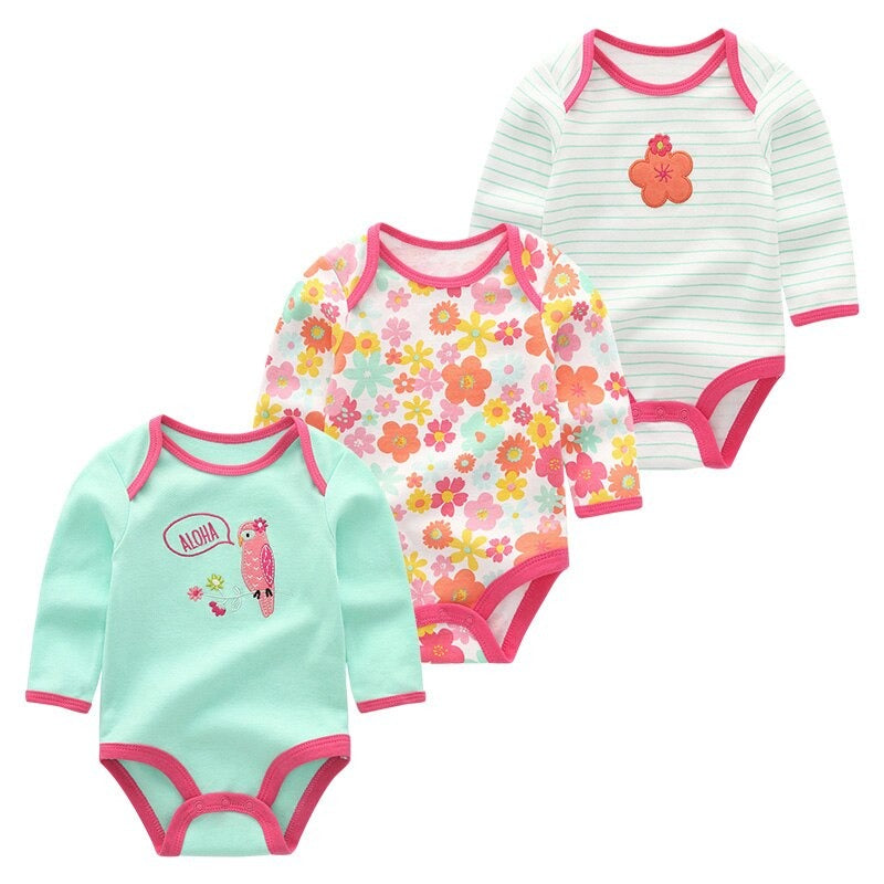 3Pcs Cotton Bodysuit Baby Rompers Set-Children Cloth Shop
