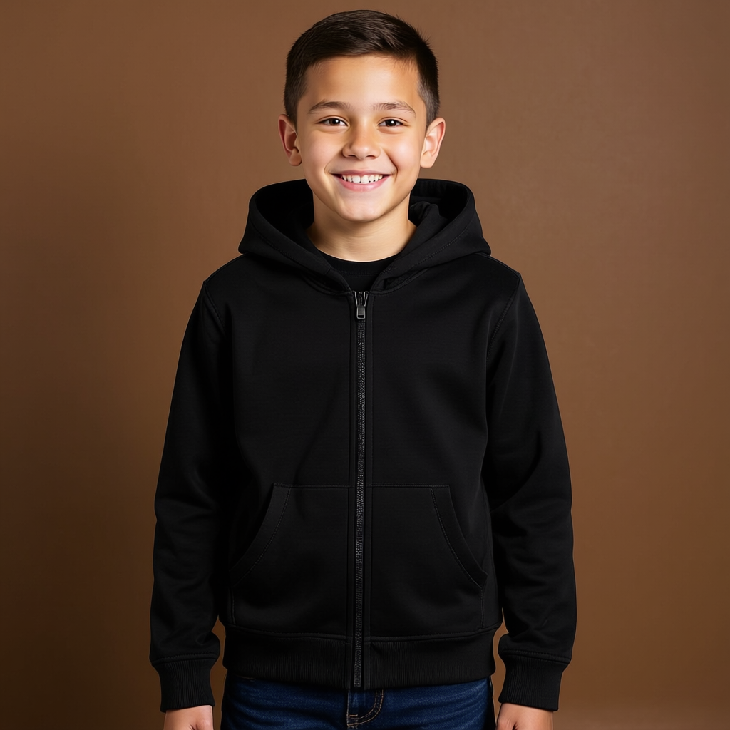 Kids Brushed Fleece Zip Up Hoodie For Boys And Girls