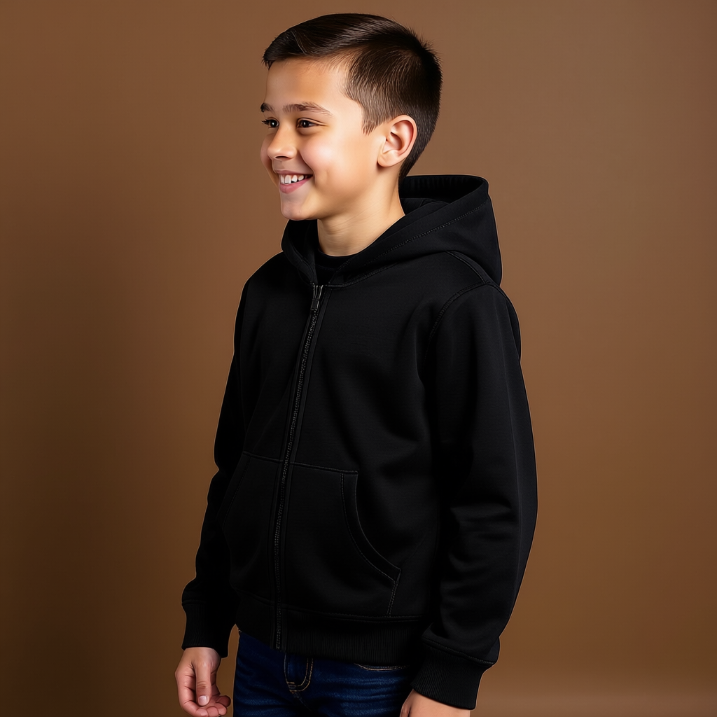 Kids Brushed Fleece Zip Up Hoodie For Boys And Girls