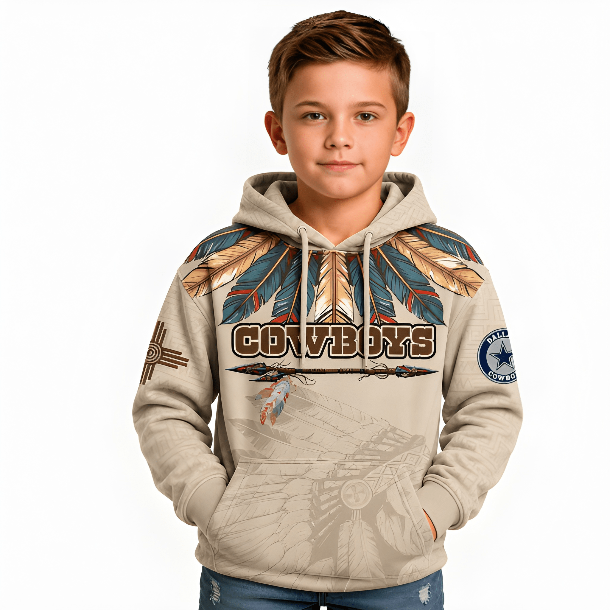 Cowboys Printed With 3D Graphic Design Hoodie For Kids