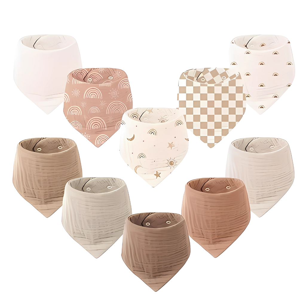 10 Pack Baby Bandana Drool Bibs 100% Cotton For Unisex Boys And Girls