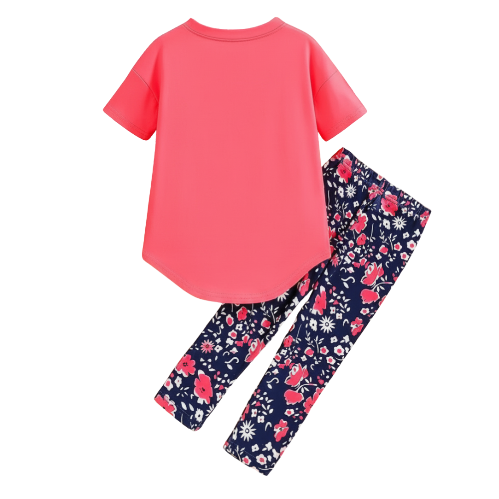 Girls Slogan T Shirt And Floral Bottoms Set For Summer