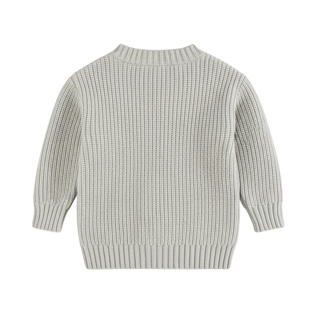 Long Sleeve Cable Knit Pullover For Baby With Button Closure