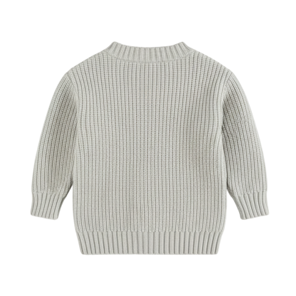 Long Sleeve Cable Knit Pullover For Baby With Button Closure