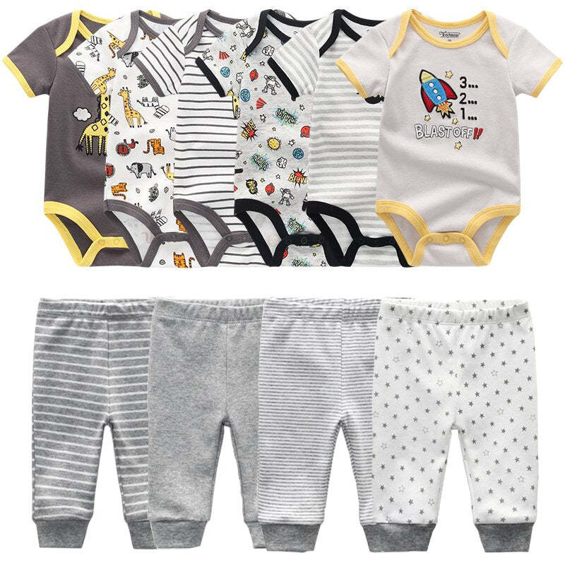 Baby 6Pc Bodysuit & 4 Pc Pant Set-Children Cloth Shop
