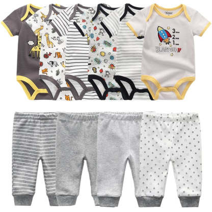 Baby 6Pc Bodysuit & 4 Pc Pant Set-Children Cloth Shop