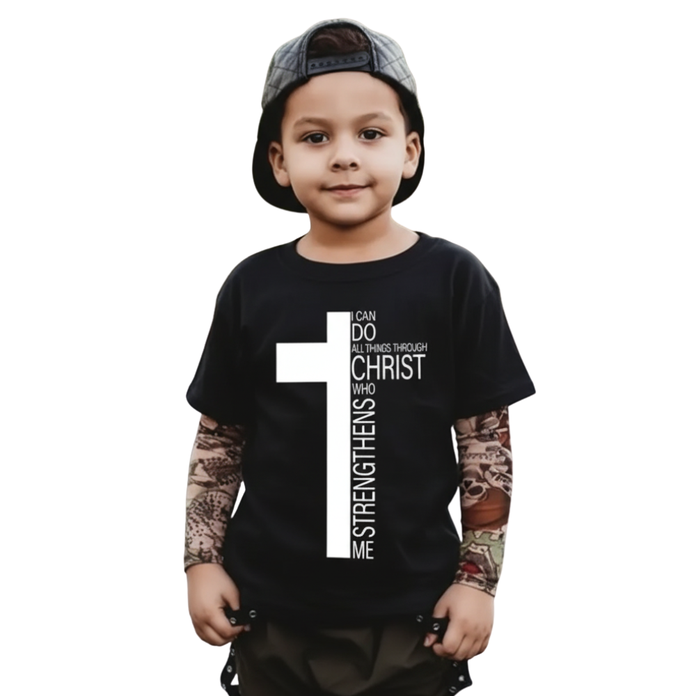 Trendy Boys Cross Print Short Sleeve T Shirt