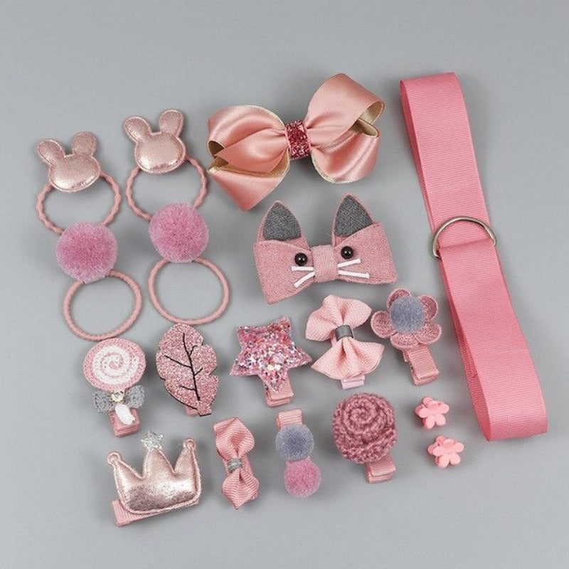 Girl Hair Clip Set Accessories 18 Pieces-Children Cloth Shop