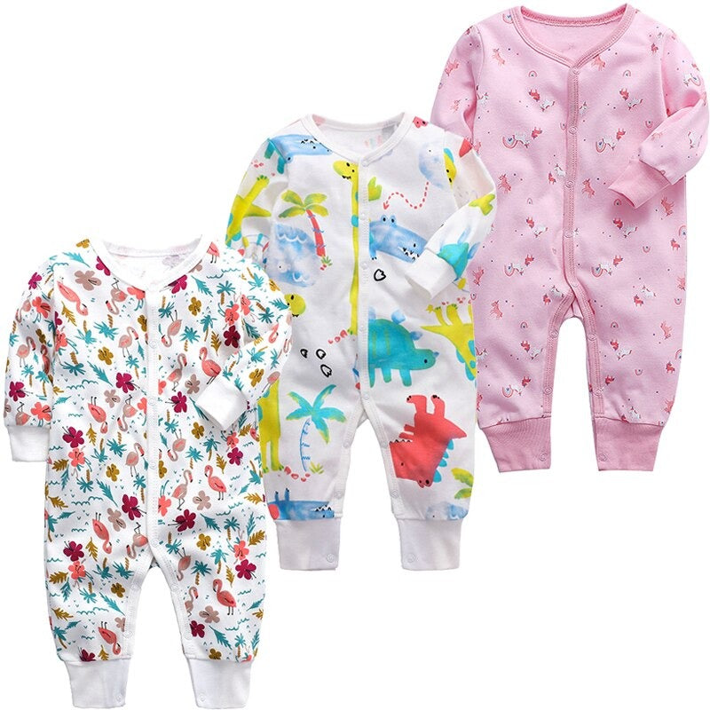Pack Of 3 Long Sleeves Unisex Baby Jumpsuit-Children Cloth Shop