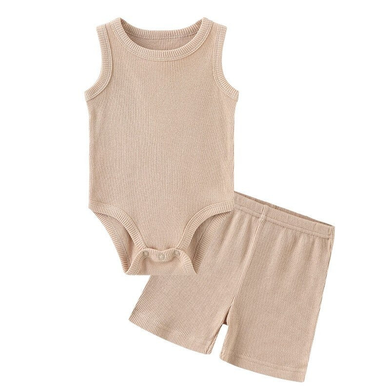Sleeveless Bodysuit & Elastic Pants Set For Toddlers-Children Cloth Shop