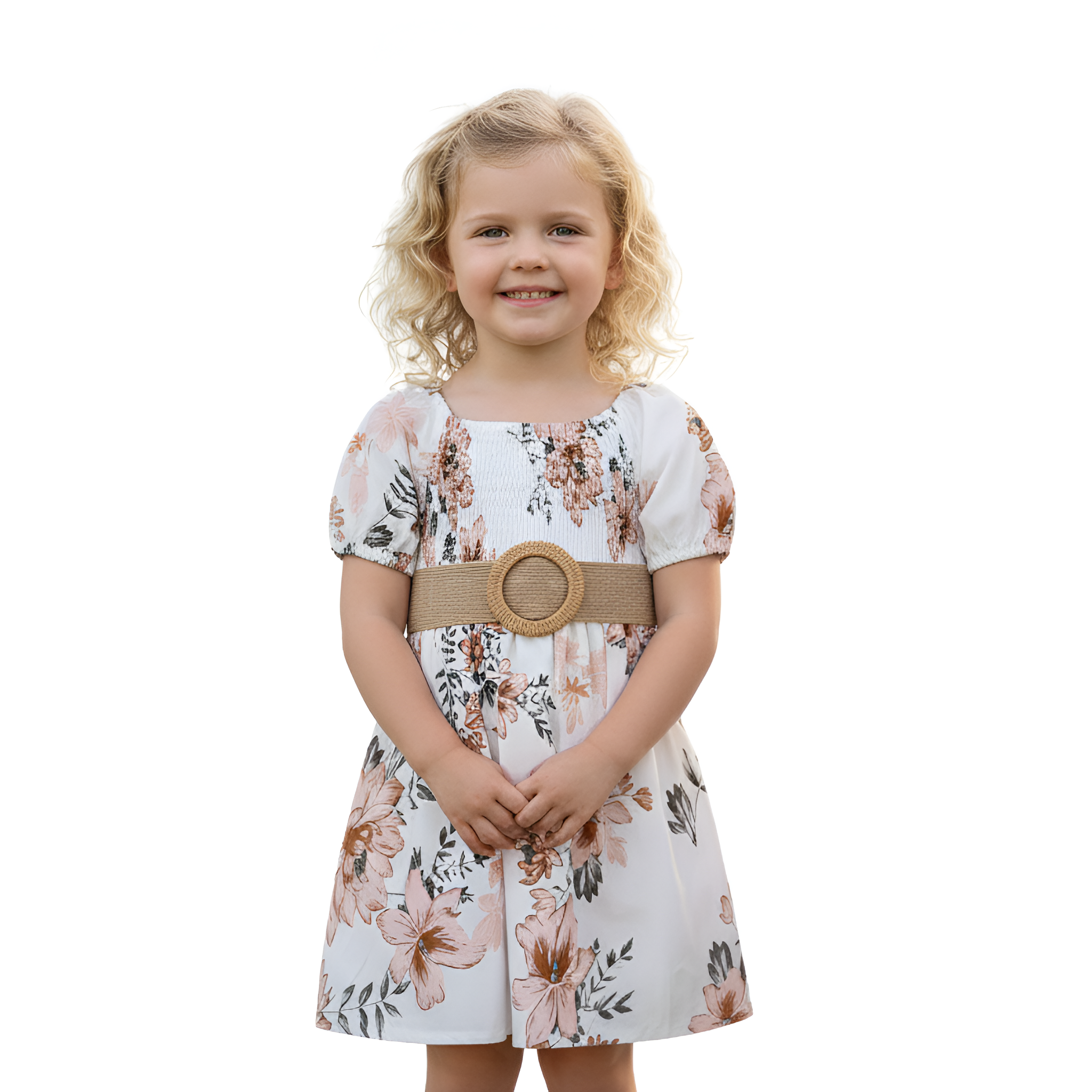 Floral Print Puff Sleeve Smocked Summer Dress