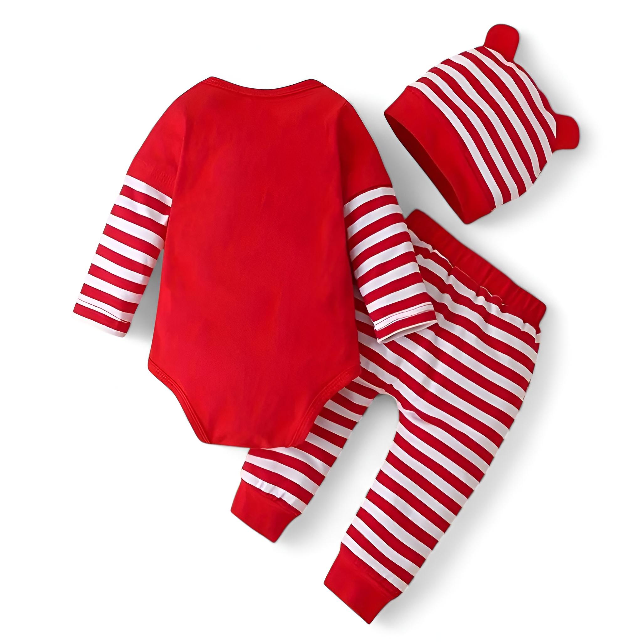 Christmas Long Sleeve Bodysuit And Striped Leg Warmer Pants