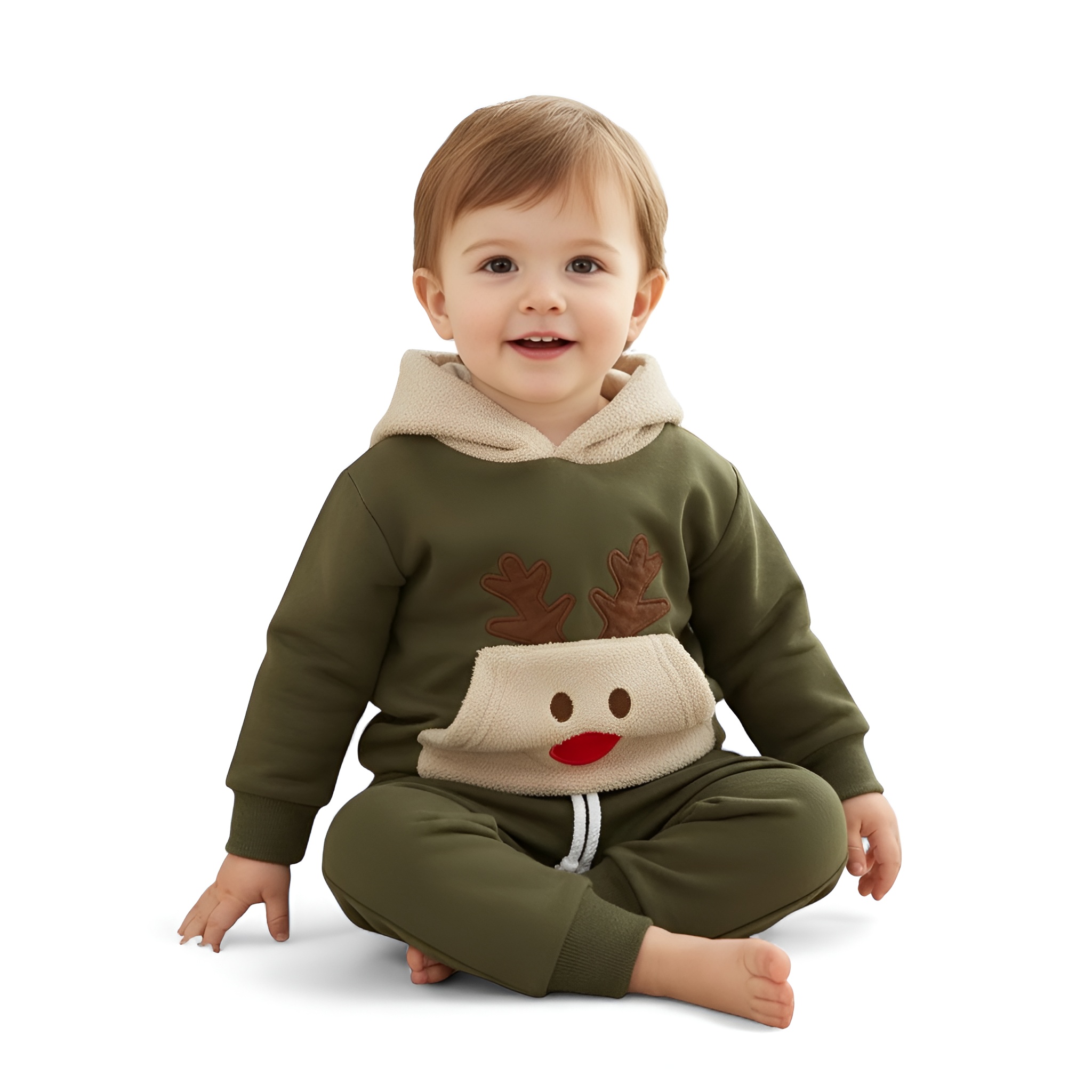Christmas Long Sleeve Hooded Sweatshirt And Elk Pants Set