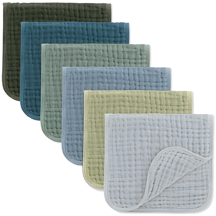 Pack Of 10 Muslin Burp Cloths Large 6 Layer Ultra Absorbent Cloth For Baby