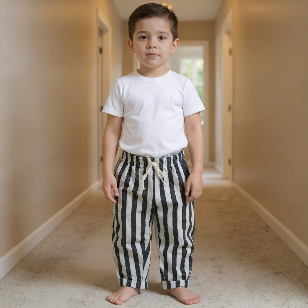 Baby Striped Drawstring Casual Pants