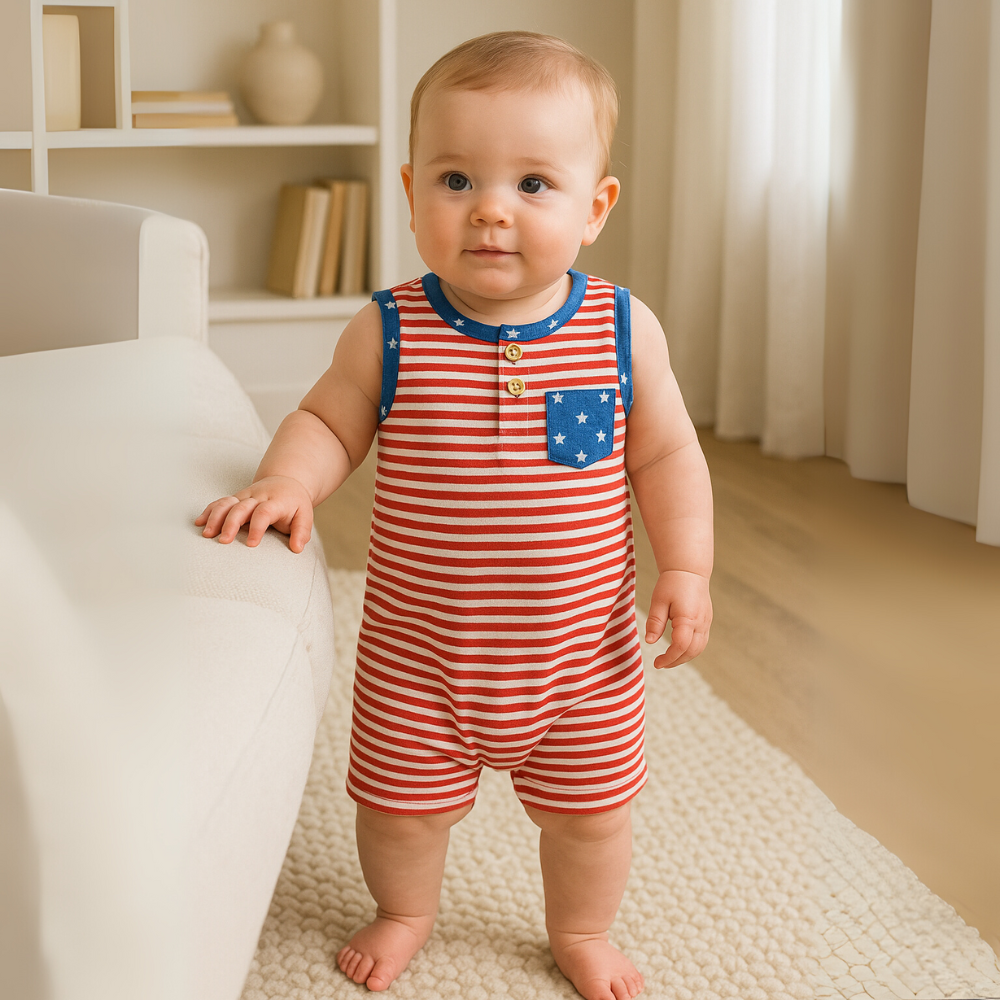 Americana Striped Short Romper