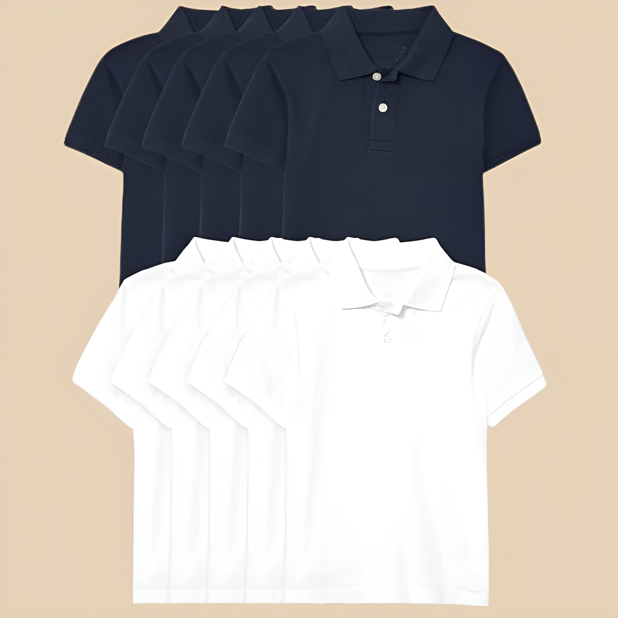 Pack Of 10 Boys Multipack Short Sleeve Pique Polo T Shirts