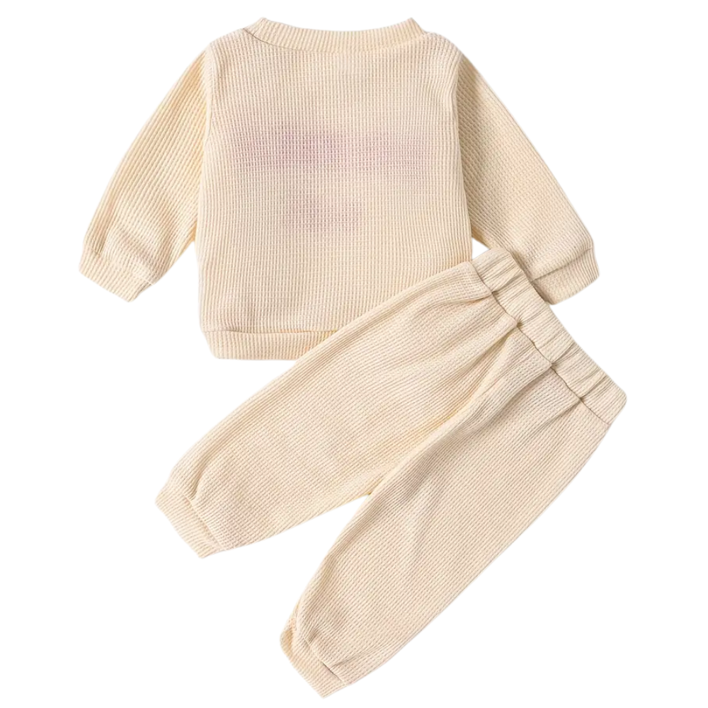 2 Piece Of Christmas Santa Baby Waffle Embroidered Top and Pants Set