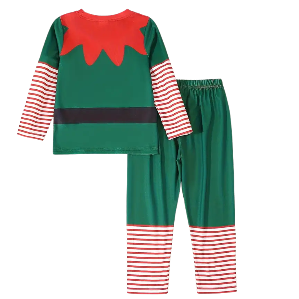 Christmas Holiday Elf Set with Green Top And Striped Pants