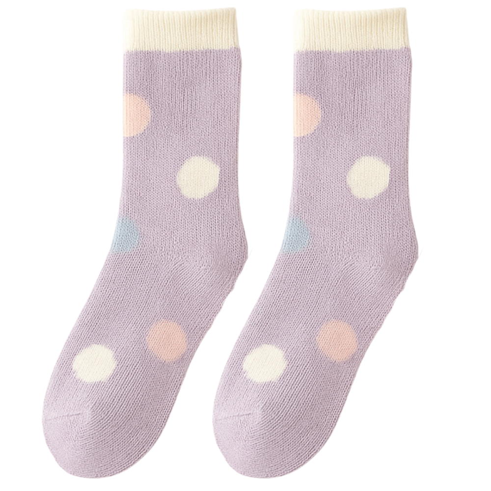 5 Pairs Of Polka Dot Rabbit Crew Socks For Girls