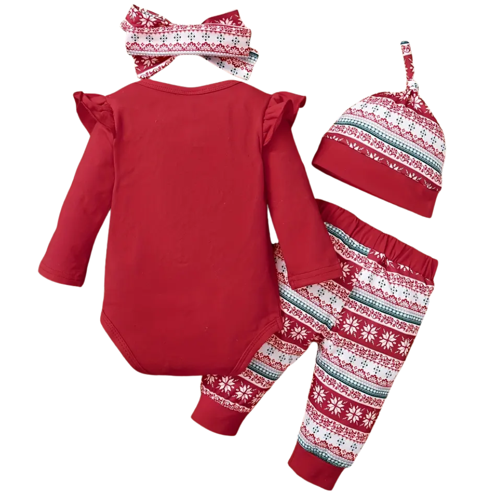 4 Piece Of Baby Girl Christmas Outfit Set with Hat