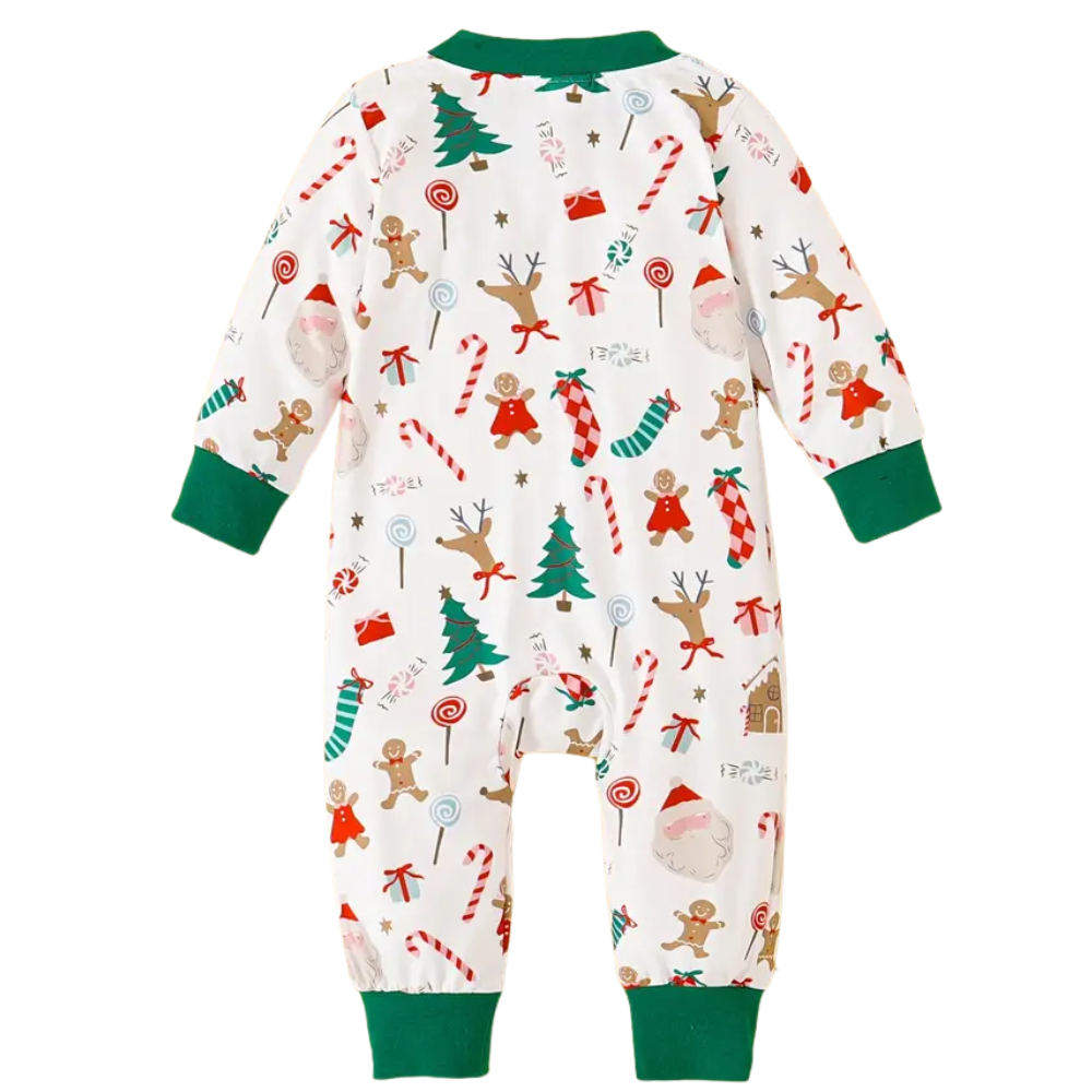 Christmas Cartoon Print Long Sleeve Romper For Baby 