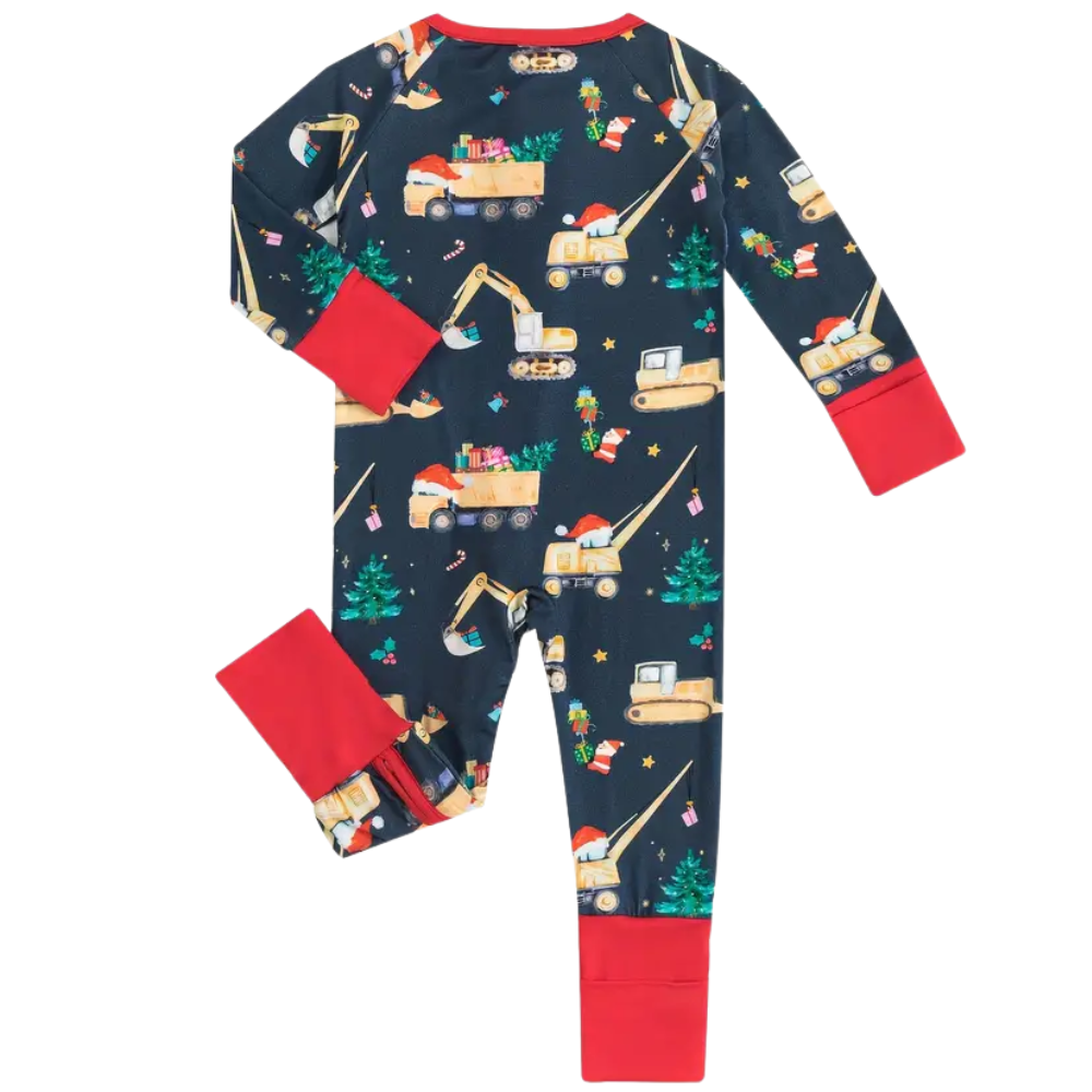 Unisex Bamboo Fiber Excavator Printed Zipper Onesie