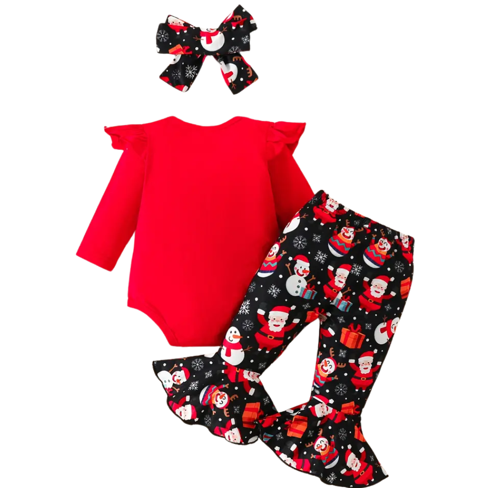Christmas Santa Themed Outfit Set For Baby With Long Sleeve And Pants Combo