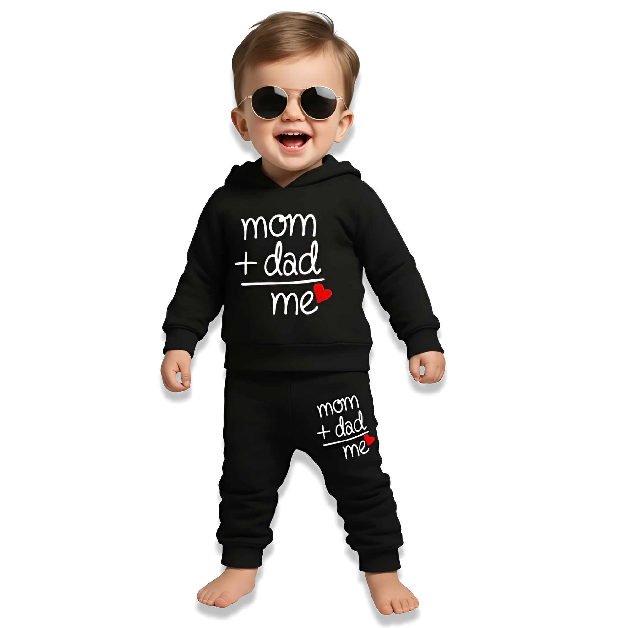 Infant and Toddler Boys and Girls Letter Print Hooded Long Sleeve Sweatshirt and Sweatpants